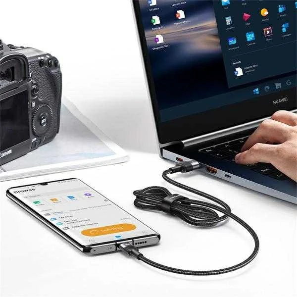 USAMS SET Kabelis USB į USB-C 3A 1.2m Greito įkrovimo plienas/tamsus 30 vnt SJ718ZJ01 (US-SJ718)