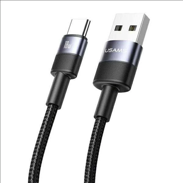 USAMS SET Kabelis USB į USB-C 3A 1.2m Greito įkrovimo plienas/tamsus 30 vnt SJ718ZJ01 (US-SJ718)