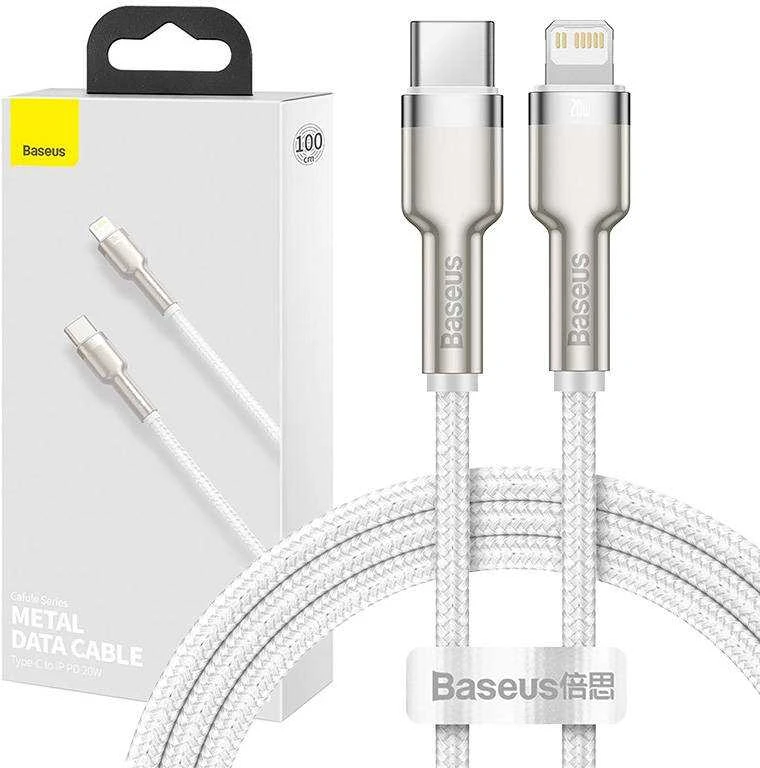 Baseus Cafule USB-C į Lightning kabelis PD 20W 1m - Baltas