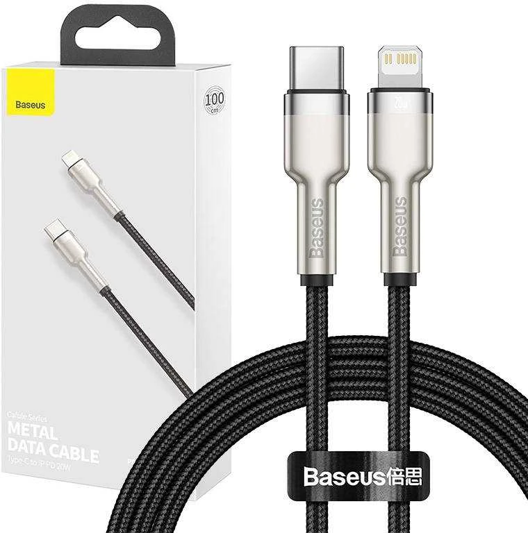Baseus Cafule USB-C į Lightning kabelis PD 20W 1m - Juodas