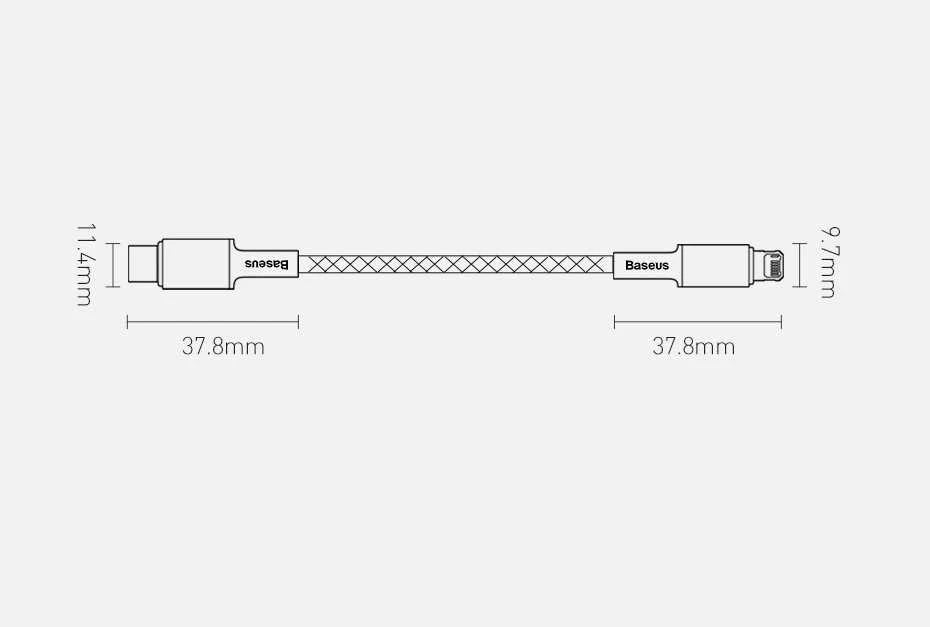 „Baseus“ didelio tankio pintas greito įkrovimo duomenų kabelis Type-C iki Lightning PD 20W 2m Baltas (Baltas)