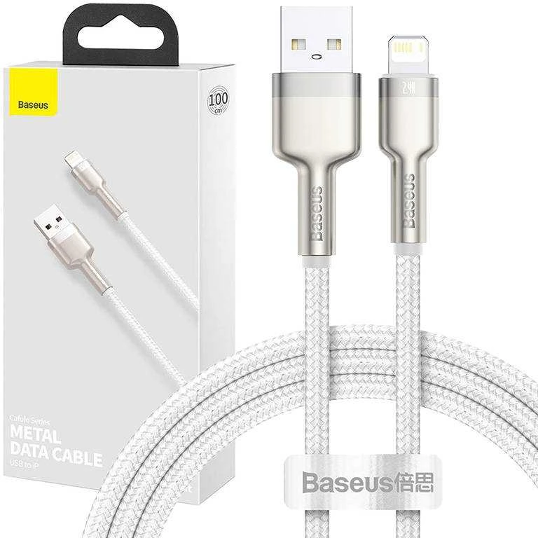 Baseus Cafule USB - Lightning laidas 2.4A 1m - Baltas