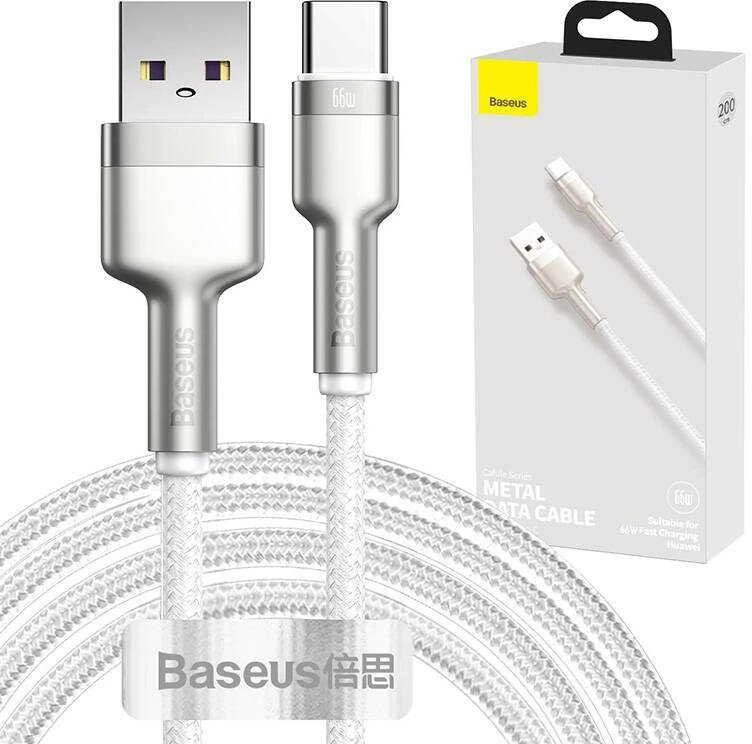 Baseus Cafule USB-USB-C kabelis 66W 2m - Baltas