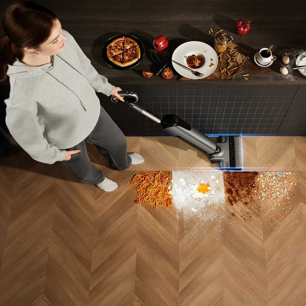UWANT D700 Vertikalus dulkių siurblys su šluostymo funkcija ir įkrovimo stotele, pilkos spalvos