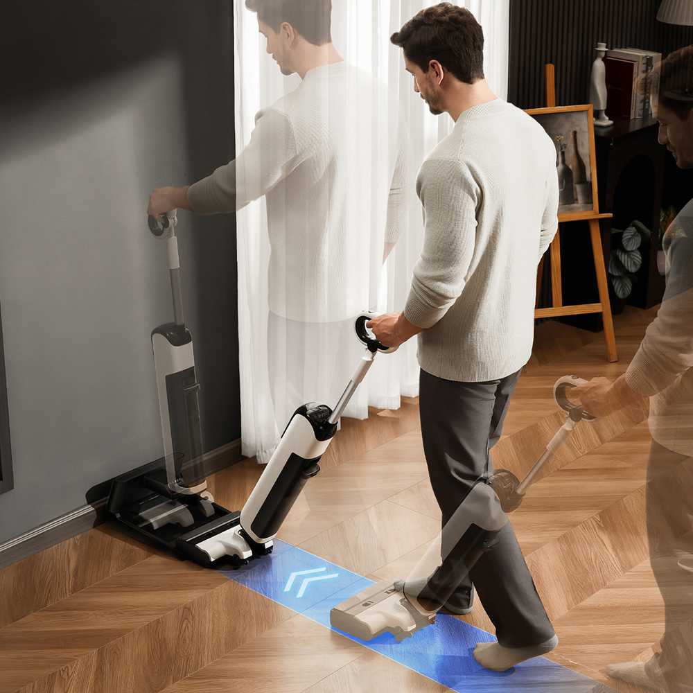UWANT D700 Vertikalus dulkių siurblys su šluostymo funkcija ir įkrovimo stotele, baltos spalvos