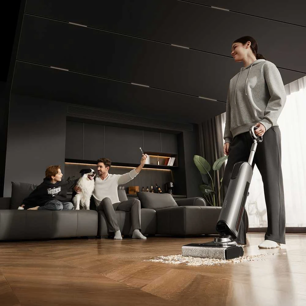 UWANT D700 Vertikalus dulkių siurblys su šluostymo funkcija ir įkrovimo stotele, pilkos spalvos