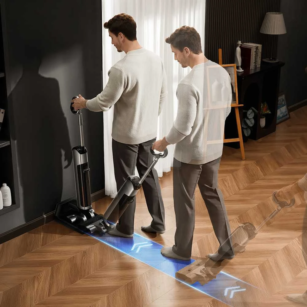 UWANT D700 Vertikalus dulkių siurblys su šluostymo funkcija ir įkrovimo stotele, pilkos spalvos