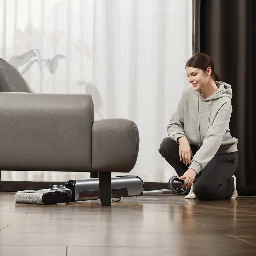 UWANT D700 Vertikalus dulkių siurblys su šluostymo funkcija ir įkrovimo stotele, pilkos spalvos