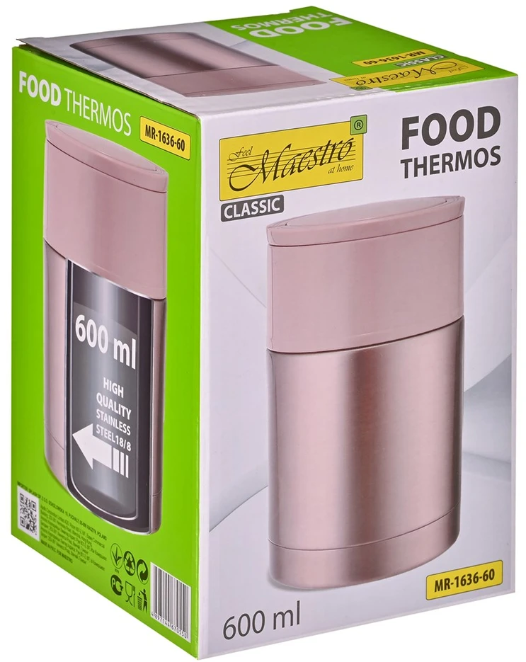 Vakarienės termosas Maestro MR-1636-60 600 ml, rožinis