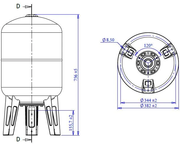 Varem Vertical hydrophore tank 50 l us050362cs0a2000