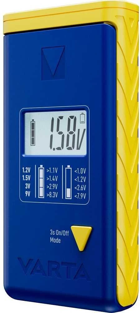 VARTA baterijų testeris su skaitmeniniu ekranu (AA, AAA, Type C, Type D, 9V, mygtukas) 893101111 mėlynas