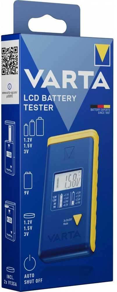 VARTA baterijų testeris su skaitmeniniu ekranu (AA, AAA, Type C, Type D, 9V, mygtukas) 893101111 mėlynas