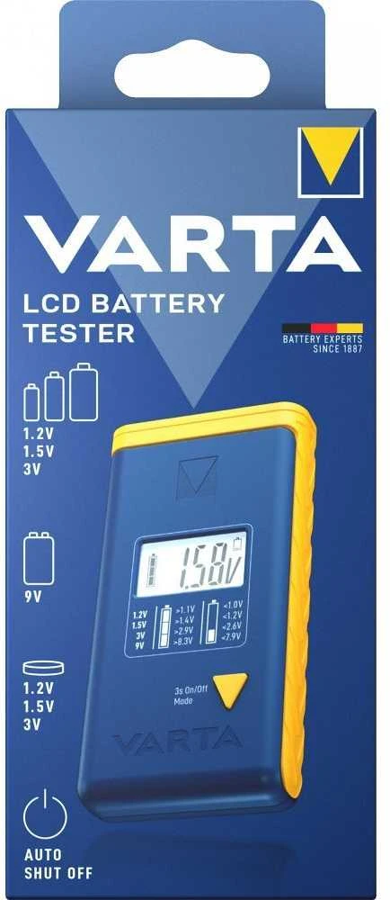 VARTA baterijų testeris su skaitmeniniu ekranu (AA, AAA, Type C, Type D, 9V, mygtukas) 893101111 mėlynas