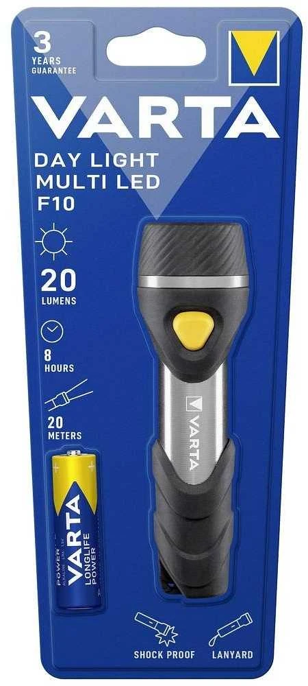 Varta Day Light Multi LED F10 Raktų grandinėlė su žibintuvėliu Aliuminis, Juoda