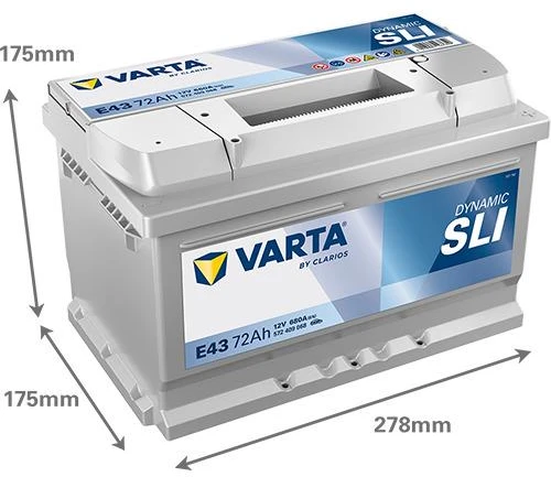 Akumuliatorius Varta BD E43, 72 Ah, 680 A, 12 V