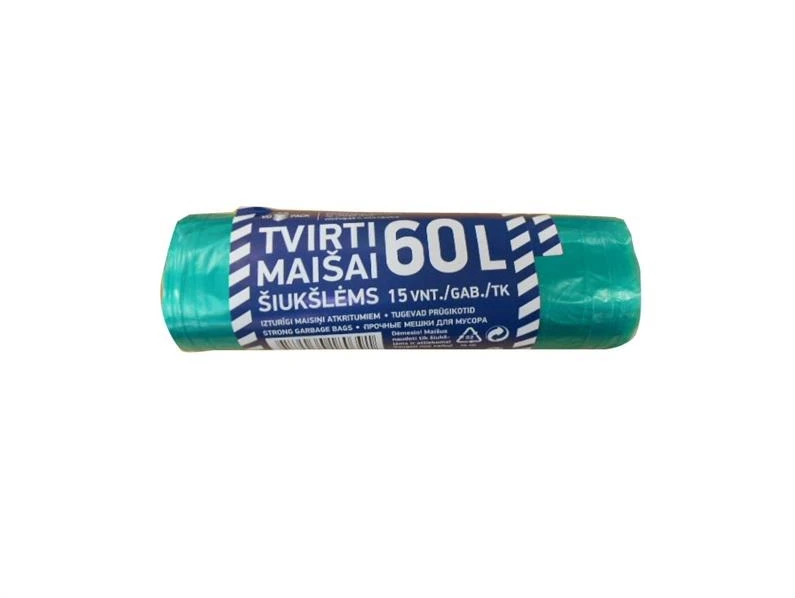 Vd_Pack Šiukšlių maišai, 60 l, 15 vnt., įvairių spalvų, 12MK