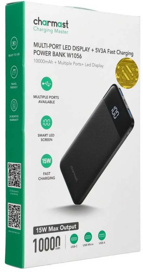 Veger Išorinė baterija Charmast W1056 10000 mAh 3A juoda