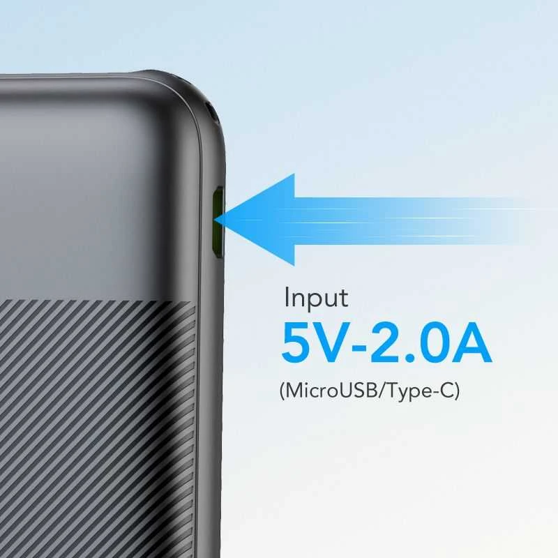 Powerbank Veger L10S (W1105PD) PD QC3.0 2A 20W 10000 mAh juodas