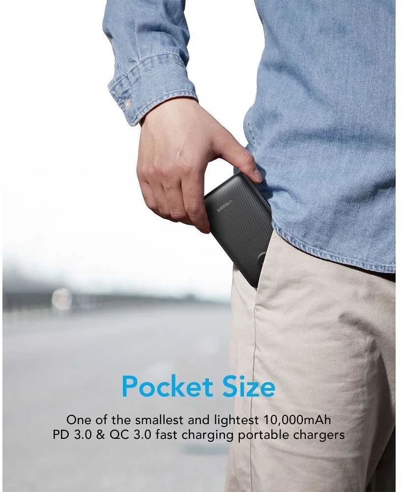 Išorinė baterija POWER BANK VEGER S11 10000mAh (Type-C; MicroUSB; 22.5W) juoda