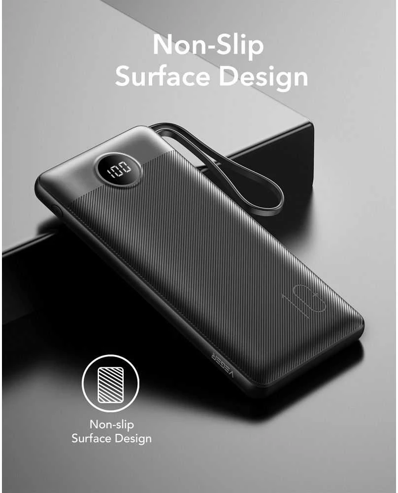 Išorinė baterija POWER BANK VEGER C10 10000mAh (USB,USB-A,Type-C,MicroUSB,lightning) juoda