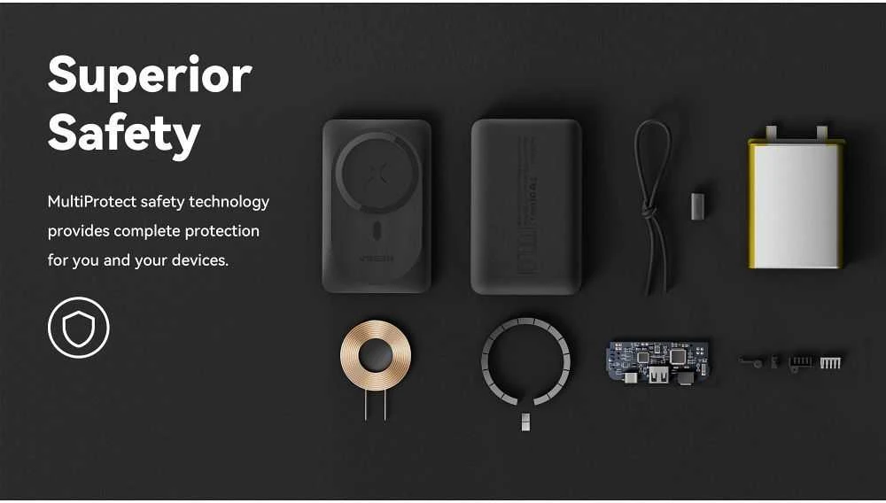 Išorinė baterija POWER BANK VEGER (VP1151) 10000mAh su belaidžiu įkrovikliu (Magsafe 15W) balta