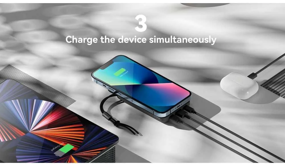 Išorinė baterija POWER BANK VEGER (VP1151) 10000mAh su belaidžiu įkrovikliu (Magsafe 15W) balta