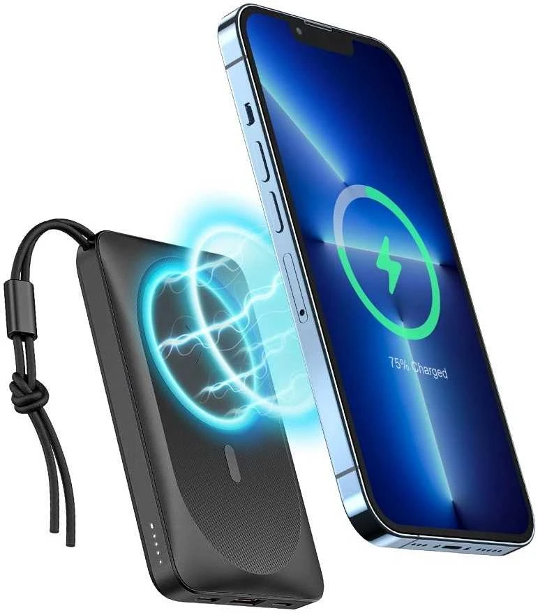 Išorinė baterija POWER BANK VEGER (VP1151) 10000mAh su belaidžiu įkrovikliu (Magsafe 15W) balta