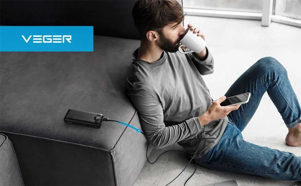 Išorinė baterija POWER BANK VEGER (L20S) 20000mAh (2xUSB; 1xType-C; QC3.0 20W) juoda