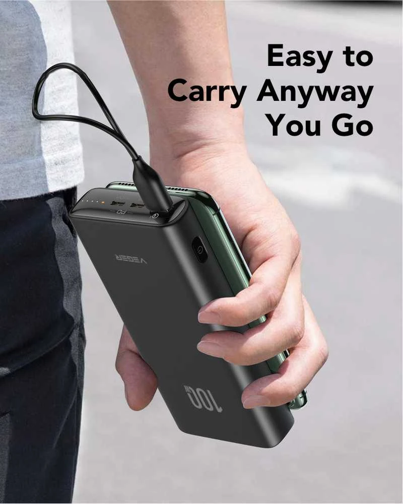 Powerbank Veger T100 (W2032C-100) PD QC3.0 5A 100W 20000 mAh juodas
