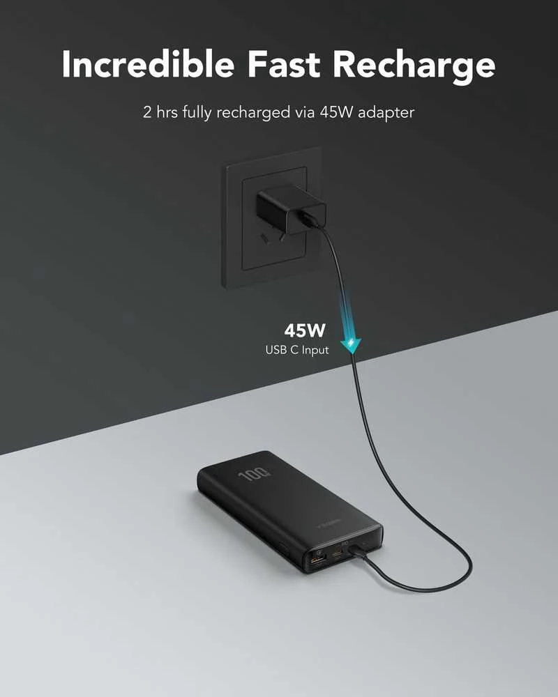 Powerbank Veger T100 (W2032C-100) PD QC3.0 5A 100W 20000 mAh juodas