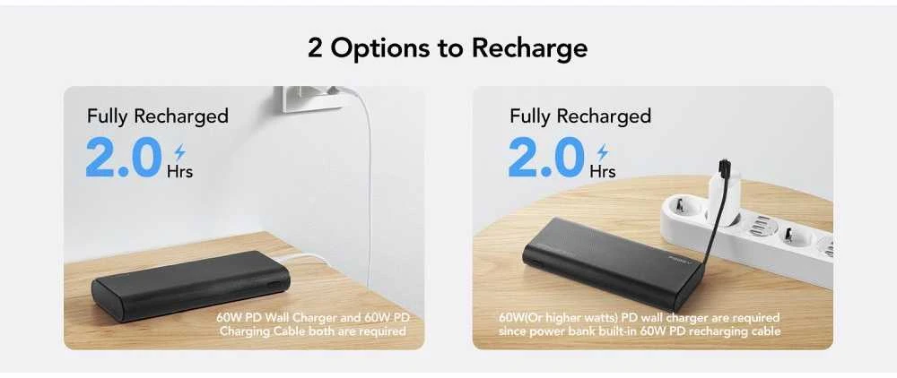 Nešiojamoji baterija Veger TCE130 (W2503) PD 130W 25000 mAh su integruotais C tipo laidais / Lightning juodas