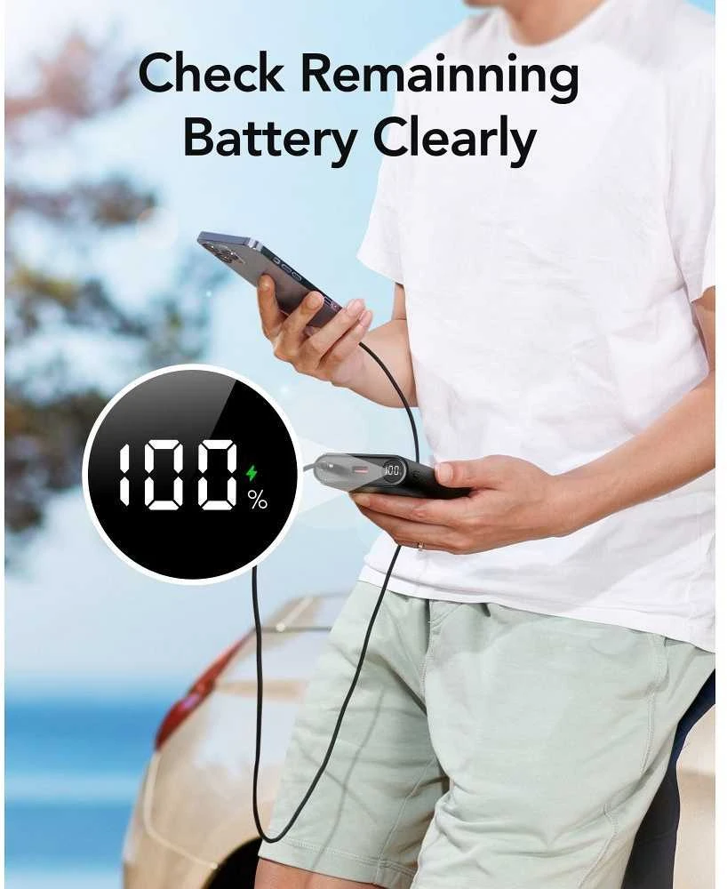 Nešiojamoji baterija Veger TCE130 (W2503) PD 130W 25000 mAh su integruotais C tipo laidais / Lightning juodas