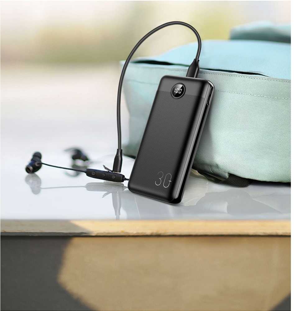 Išorinė baterija POWER BANK VEGER (W3008PD) 30000mAh (3xUSB; 1xType-C; QC3.0 20W) juoda