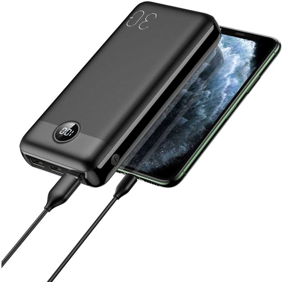 Išorinė baterija POWER BANK VEGER (W3008PD) 30000mAh (3xUSB; 1xType-C; QC3.0 20W) juoda