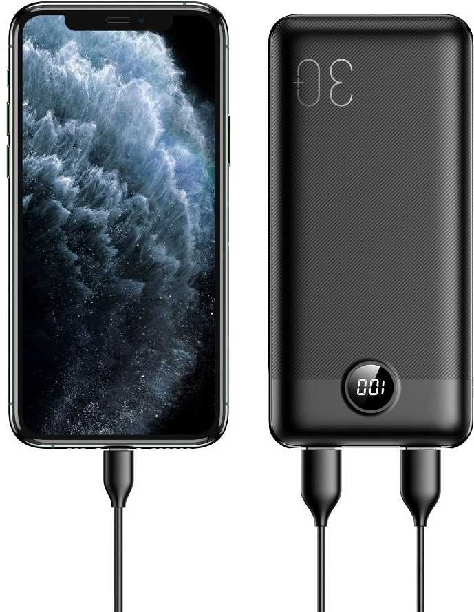 Išorinė baterija POWER BANK VEGER (W3008PD) 30000mAh (3xUSB; 1xType-C; QC3.0 20W) juoda