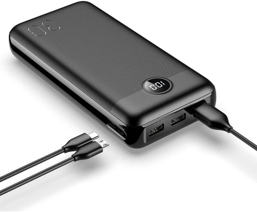 Išorinė baterija POWER BANK VEGER (W3008PD) 30000mAh (3xUSB; 1xType-C; QC3.0 20W) juoda