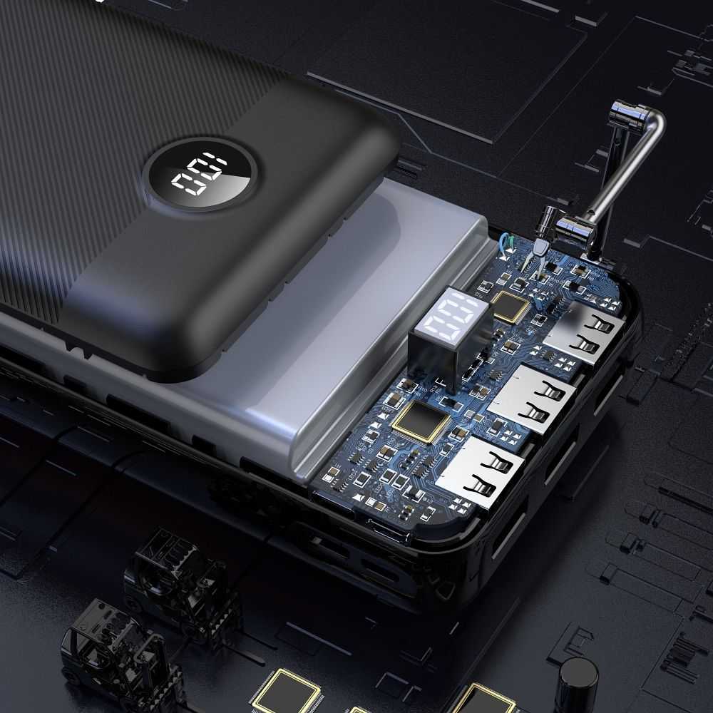 Išorinė baterija POWER BANK VEGER (W3008PD) 30000mAh (3xUSB; 1xType-C; QC3.0 20W) juoda