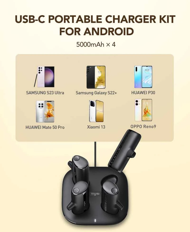 Powerbank Veger Pogo (W007CK) set 4 x 5000 mAh juodas