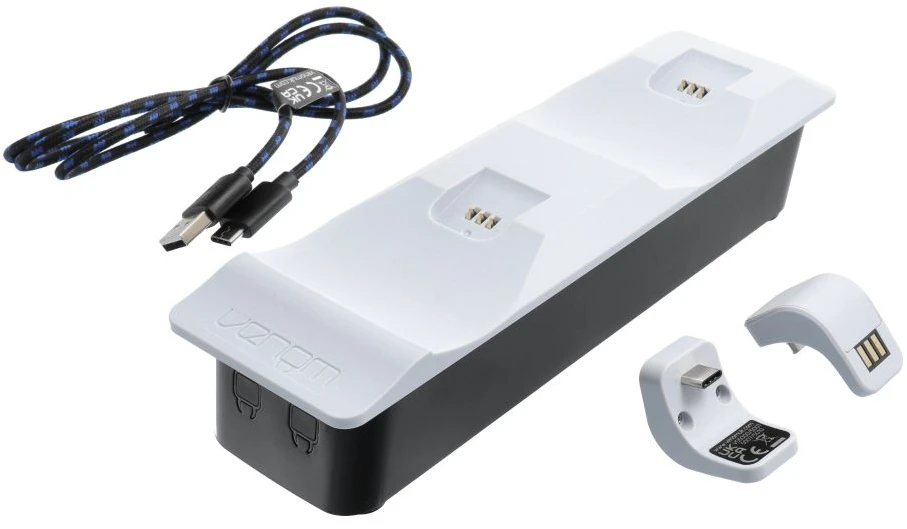 Įkrovimo stotis dviem PS5 Dual Sense valdikliams Venom VS5001 balta