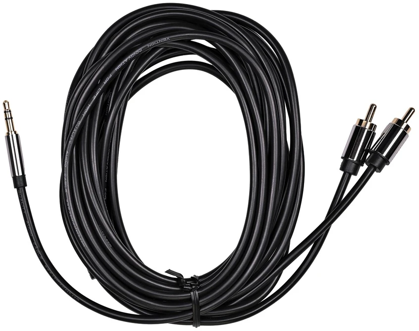2xRCA kabelio (Cinch) lizdas iki 3.5 mm Vention BCFBJ 5m (juodas)