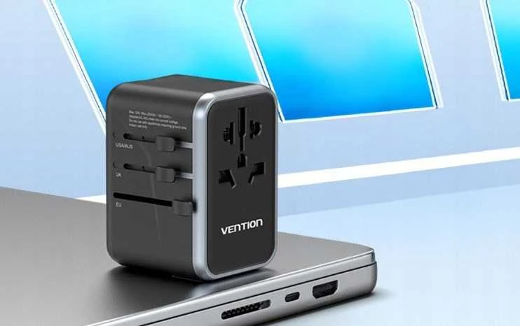 Vention FJFB0 GaN 2xUSB-C 2xUSB-A universalus kelioninis adapteris 65W (juodas)