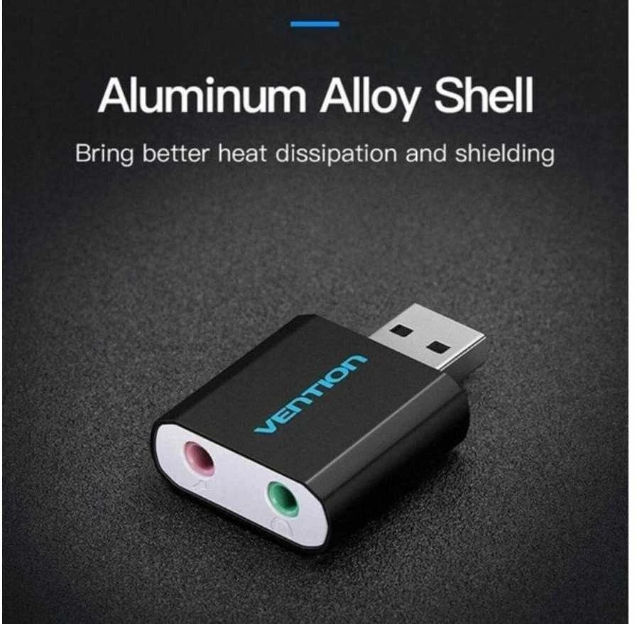 „Vention“ USB išorinė garso plokštė, juodas metalinis tipas