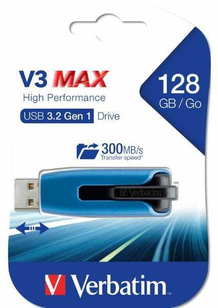 Verbatim Pendrive 128GB USB-A 3.2 V3 MAX mėlynos spalvos 49808