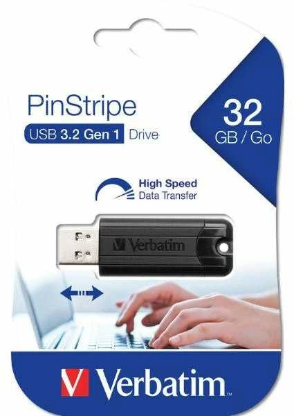 Verbatim Pendrive 32GB USB-A 3.2 PinStripe juodos spalvos 49317