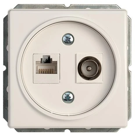 TV antenos ir kompiuterio lizdas (RJ45) VILMA STANDARD ST 150 be rėmelio, baltas
