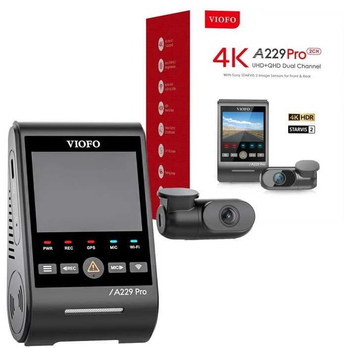 Vaizdo Registratorius - VIOFO A229 Pro 2CH-G GPS 4K Dviejų kamerų Juodas