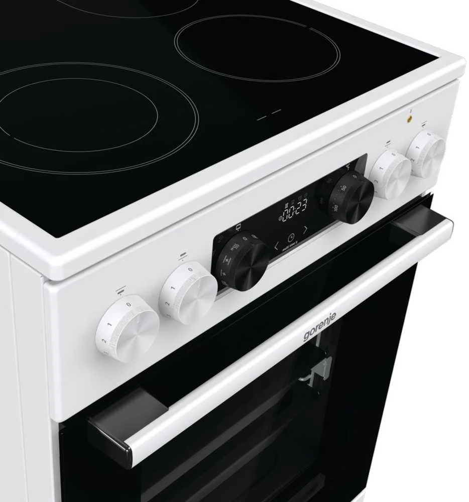 Viryklė Gorenje | Cooker | GECS5C70WA | Hob type Vitroceramic | Oven type Electric | Baltas | Plotis 50 cm | Grilling | LED | Gylis 59.4 cm | 70 L