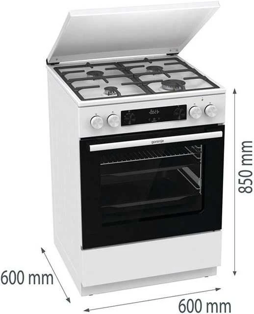 Dujinė viryklė su elektrine orkaite Gorenje GKS6C71WF (Pažeista pakuotė)