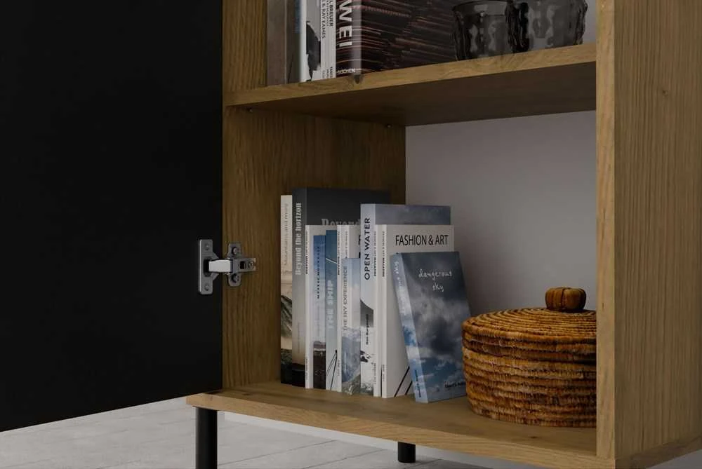 Top E Shop KAMARO 2DK SLIM/GL ĄŽUOLO ARTISAN vitrina