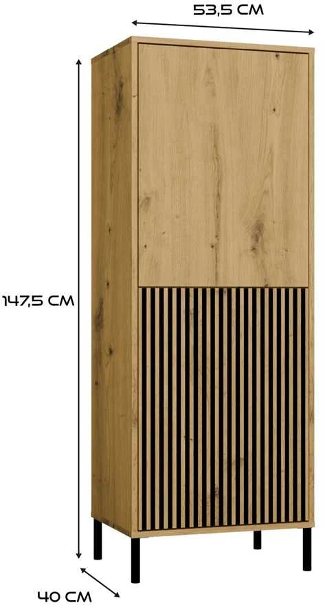 Top E Shop KAMARO 2DK SLIM/GL ĄŽUOLO ARTISAN vitrina